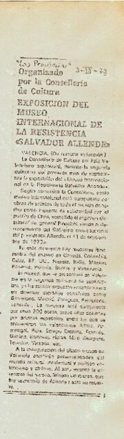 Organizado por la Consellería de Cultura: Exposición del Museo Internacional de la Resistencia Salvador Allende.