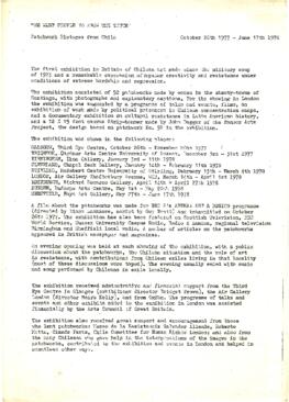 Documento relativo a la exposición “We want people to know the truth. Patchwork pictures from Chile”.