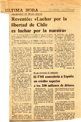 Inauguración del Museo Allende. Reventós: "Luchar por la libertad de Chile es luchar por la nuestra".
