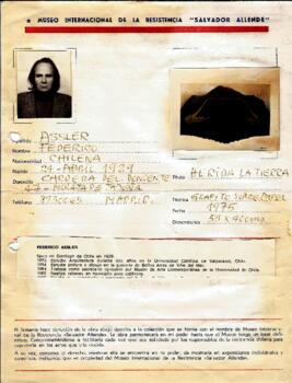 Ficha técnica de obra donada de Federico Assler al Museo Internacional la Resistencia Salvador Allende.