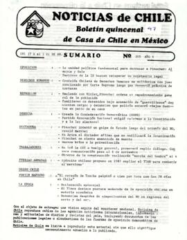 Noticias de Chile. N°205 Año V. Del 27 de octubre al 03 de noviembre de 1988.