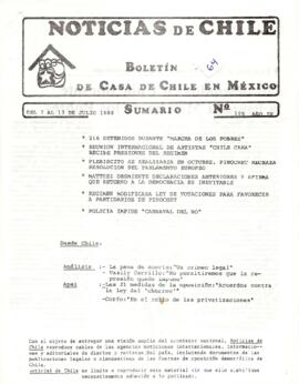 Noticias de Chile. N°195. Año IV. Del 7 al 13 de julio de 1988