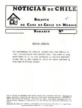 Noticias de Chile. Boletín especial Documento Santa Fe II