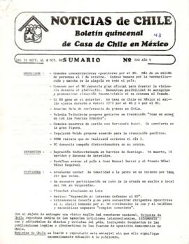 Noticias de Chile. N°200 Año V. Del 26 de septiembre al 04 de octubre de 1988