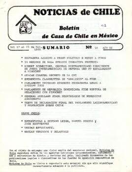 Noticias de Chile. N°58. Año II. Del 17 al 23 de octubre de 1985.