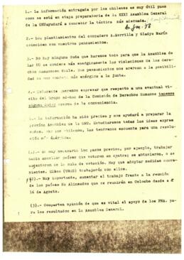 1.- La información entregada por los chilenos es muy útil pues como se está en etapa preparatoria de la XXXI Asamblea General de la ONU….