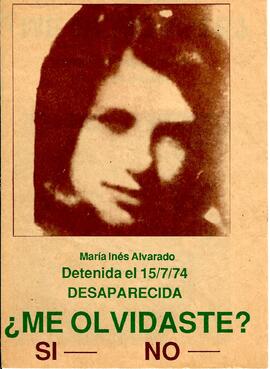 Panfleto. Me olvidaste? María Inés Alvarado Borgel