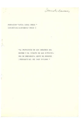 La protección de los derechos del hombre y el impacto de las situaciones de emergencia según el derecho internacional: el caso chileno (1)