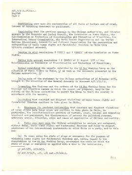 Report of the economic and social council. Protection of human right in Chile. Algeria, Australia, Austria, Benin, Bulgaria… (2)