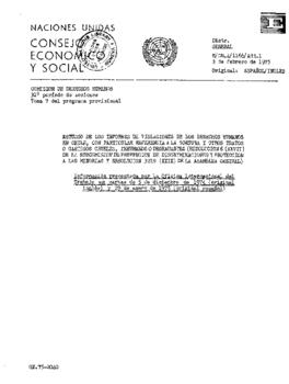 Estudio de los informes de violaciones de los derechos humanos en Chile, con particular referencia a la tortura y otros tratos o castigos crueles, inhumanos o degradantes (resolución 8 (XXVII) de la Subcomisión de Prevención de Discriminaciones y Protecci