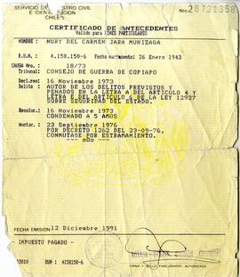 Certificado de antecedentes