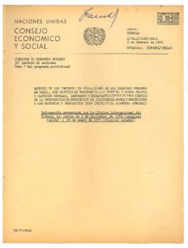 Información presentada por la Oficina Internacional del Trabajo en cartas de 5 de diciembre de 1974 (original inglés) y 29 de enero de 1975 (original español)