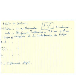 Notas manuscritos de listados de responsables de violaciones o, los derechos humanos de acuerdo a la calificación delictual. (15)