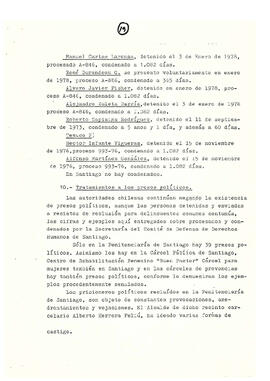 Memorándum acerca de las violaciones a los derechos humanos en Chile en diferentes campos de acción hasta el último año (21)
