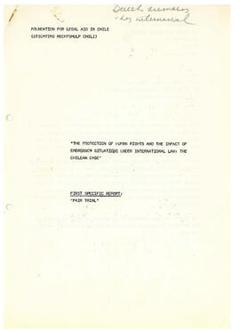 The protection of human rights and the impact of emergency situations un international law: the chilean case (1)
