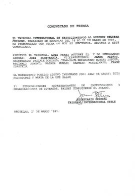 Ciudadano presidente, tenemos a bien remitir a ud. La sentencia del Tribunal Internacional pronunciada por su magistratura… (2)
