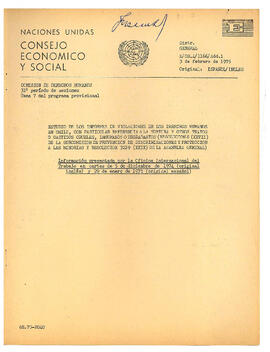 Información presentada por la Oficina Internacional del Trabajo en cartas de 5 de diciembre de 1974 (original inglés) y 29 de enero de 1975 (original español) (1)