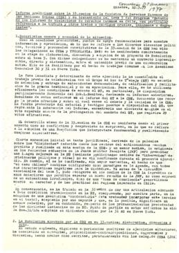 Informe preliminar de la 33 sesión de la Comisión de derechos humanos de las Naciones Unidas (CDH) y su tratamiento de ltema 5 del programa "estudio de los informes de violaciones de derechos humanos en Chile…"