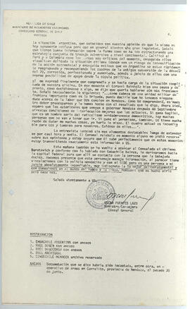 CONGECHILE Mendoza Informe de Actividades N° 14/87 reservado - Ministerio de relaciones Exteriores, Consulado General de Chile - Mendoza (4)