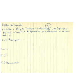 Notas manuscritos de listados de responsables de violaciones o, los derechos humanos de acuerdo a la calificación delictual. (21)