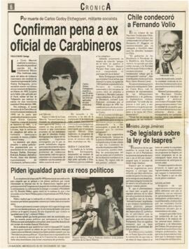 Confirman pena a ex oficial de Carabineros