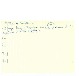 Notas manuscritos de listados de responsables de violaciones o, los derechos humanos de acuerdo a la calificación delictual. (14)