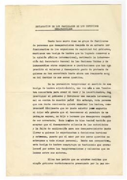 Declaración de los Familiares de los Detenidos Desaparecidos