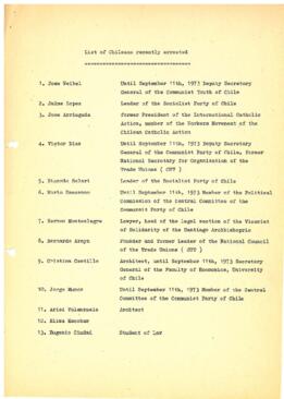 List of chileans recently arrested