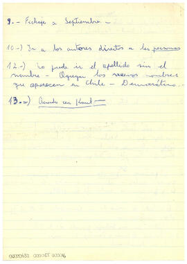 Notas manuscritas sobre el método de elaboración de las fichas de los responsables de violaciones de los derechos humanos en Chile (6)