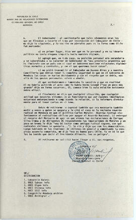 CONGECHILE Mendoza Oficio Reservado N° 3/86 - Ministerio de relaciones Exteriores, Consulado General de Chile - Mendoza (2)