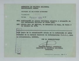 [Memorandum N°16107 - Ministerio de Relaciones Exteriores - Dirección de Política Bilateral Departamento Europa]