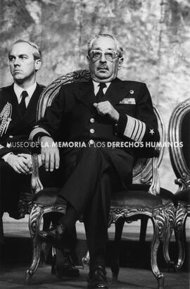 ALMIRANTE MERINO, MARINA, miembro de la Junta Militar, aniversario de la Constitución, Edificio Diego Portales, Santiago 1986.