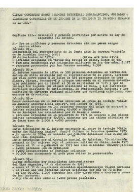 Cifras concretas sobre personas detenidas, desaparecidas, juzgadas o liberadas contenidas en el informe de la comisión de derechos humanos de la ONU. (1)