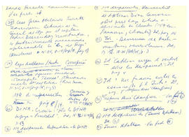 Notas manuscritas de listados de responsables de las violaciones a los derechos humanos en Chile. (5)