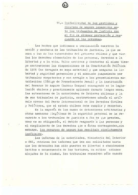 Memorándum acerca de las violaciones a los derechos humanos en Chile en diferentes campos de acción hasta el último año (23)