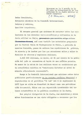 Señor Presidente, Estimados miembros de la Comisión Internacional, Señoras y señores, Queridos compañeros. (1)