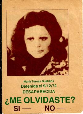 Panfleto. Me olvidaste? María Teresa Bustillos