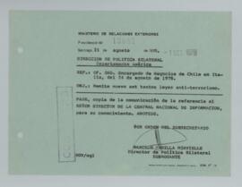 [Memorandum N°13882 - Ministerio de Relaciones Exteriores - Dirección de Política Bilateral, Departamento América]