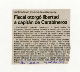 Fiscal otorgó libertad a Capitán de Carabineros