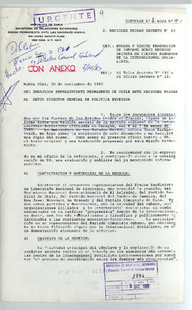 D. Naciones Unidas Secreto N° 13 - República de Chile, Ministerio de Relaciones Exteriores Misión Permanente ante las Naciones Unidas (1)
