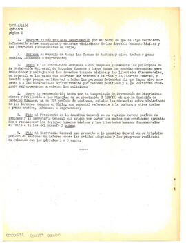 Estudio de los informes de violaciones de derechos humanos en Chile, con particular referencia a la tortura y otros tratos o castigos crueles, inhumanos o degradantes (resolución 8 (XXVII) de la subcomisión de prevención de discriminaciones y protección..