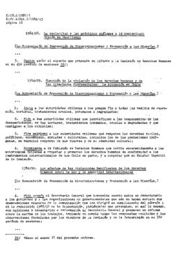Informe de la Subcomisión de prevención de discriminaciones y protección a las minorías sobre su 37º periodo de sesiones