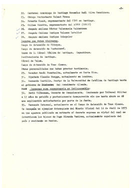 Lista de las personas citadas en el testimonio prestado ante la Comisión por el Senador Hugo Miranda y cuya comparecencia ante la comisión ha sido solicitada por el declarante.. (2)