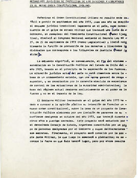 Mecanismos jurídicos de protección de los derechos y libertades en el nuevo orden constitucional Chileno. (1)