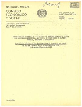 Información presentada por la Unión Mundial Democrata Cristiana en carta fechada el 20 de diciembre de 1974 y el 11 de febrero de 1975
