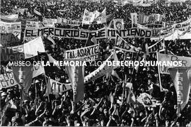 "El Mercurio sigue mintiendo", concentración para decir No a la continuidad en el plebiscito del 5 de octubre, Parque O'Higgins, Santiago.