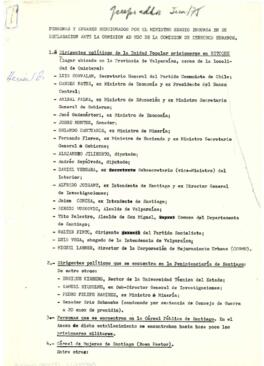 Personas y lugares mencionados por el ministro Sergio Insunza en su declaración ante el grupo ad hoc de la comisión de derechos humanos.