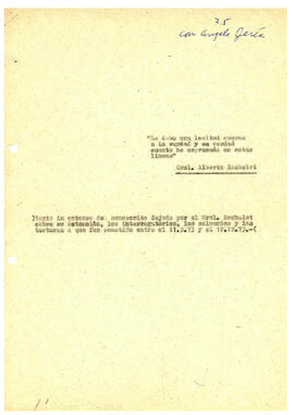 Texto in extenso del manuscrito dejado por el Gral. Bachelet sobre su detención, los interrogatorios, las calumnias y las torturas a que fue sometido entre el 11.9.73 y el 12.12.73. (1)