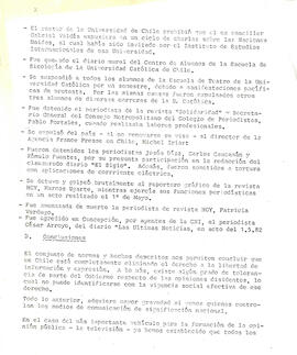 Descripción de hechos que muestran vulneración del derecho a la libertad de información y expresión (enero a septiembre de 1982). (2)