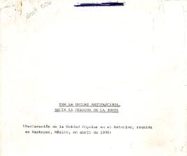 Por la unidad antifascista, hacia la derrota de la Junta